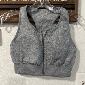 Women's Front Zip Sports Bra Wireless Lightly Padded Razorback Medium (1242)